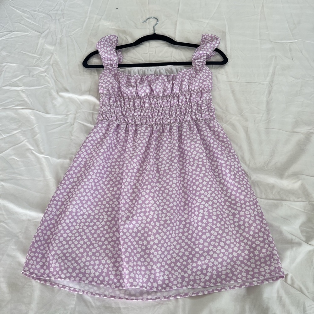 lavender & white mini flower dress